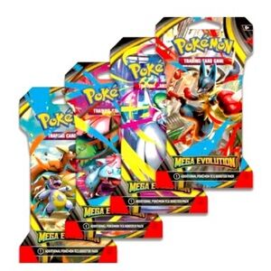 Pokemon Mega Evolution Booster Pack Set - Red, Blue, Yellow